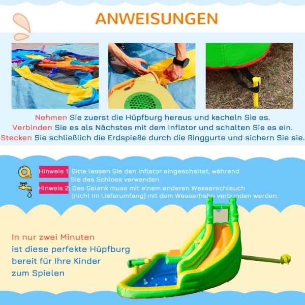  Opblaasbaar Springkasteel Met Blower Waterglijbaan Speelbad Opblaasbaar Waterspeelcentrum Met Glijbaan Waterpark Opblaasbaar Peuterbad Vanaf 3 Jaar 380 X 285 X 225 Cm 6