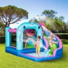  Opblaasbaar Springkasteel Met Glijbaan, Springkussen, Waterbassin, Waterjets, 330 X 280 X 200 Cm 2