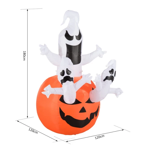  Opblaasbare Pompoen Ghost Ghost Halloween Decoratie Figuur Luchtfiguur Met LED-verlichting, Polyester, 120x120x180cm 3