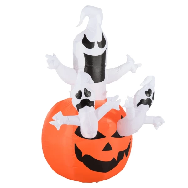 Opblaasbare Pompoen Ghost Ghost Halloween Decoratie Figuur Luchtfiguur Met LED-verlichting, Polyester, 120x120x180cm 1