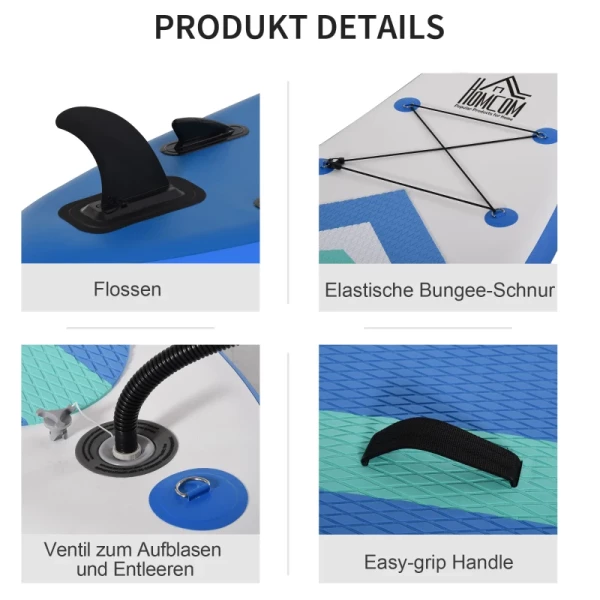  Opblaasbare Surfplank Stand Up Board Met Paddle Antislip Uitrusting PVC EVA Blauw+Wit 320 X 80 X 15 Cm 5