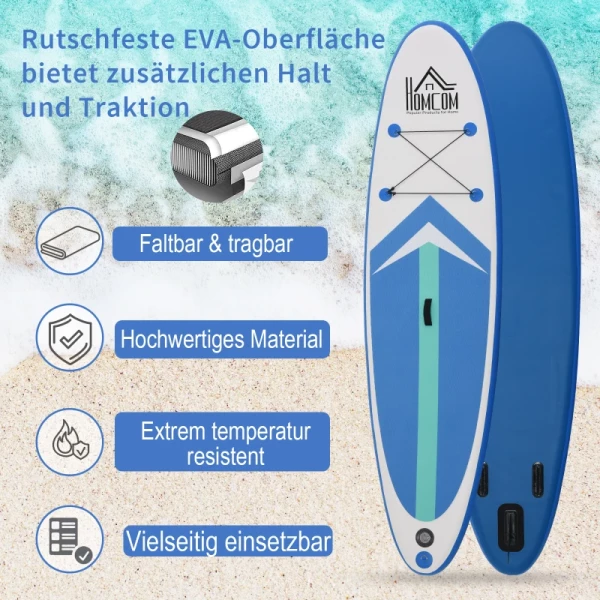  Opblaasbare Surfplank Stand Up Board Met Paddle Antislip Uitrusting PVC EVA Blauw+Wit 320 X 80 X 15 Cm 6