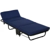  Opklapbaar Logeerbed, 2-in-1 Opklapbed Met Wielen, In Hoogte Verstelbare Hoofdeinde, Staal + Schuim, Blauw, 184 X 65 X 26 Cm 1