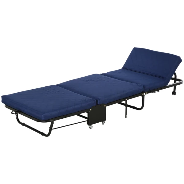  Opklapbaar Logeerbed, 2-in-1 Opklapbed Met Wielen, In Hoogte Verstelbare Hoofdeinde, Staal + Schuim, Blauw, 184 X 65 X 26 Cm 6