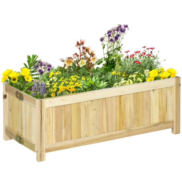 Opklapbaar Verhoogd Bed Massief Hout Weerbestendig 70cm X 30cm X 25cm Naturel 1