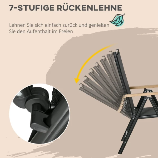  Opklapbare Zitgroep 7 Stuks. Balkonset Balkonmeubel 1 Tafel + 6 Stoelen Tuinmeubelset Zitset Aluminium Gaas Zwart 4