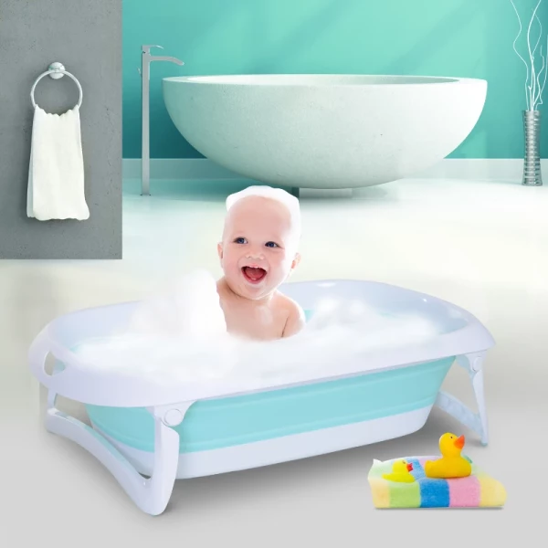  Opvouwbaar Babybadje, Ergonomisch Babybadje, Antislip, Opvouwbaar, Kunststof, Lichtgroen, 80 X 48 X 21 Cm 10