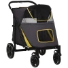  Opvouwbare Hondenkar Pet Buggy Mesh Windows Opbergzakken Stalen Frame Grijs+Geel 112x65x100cm 1