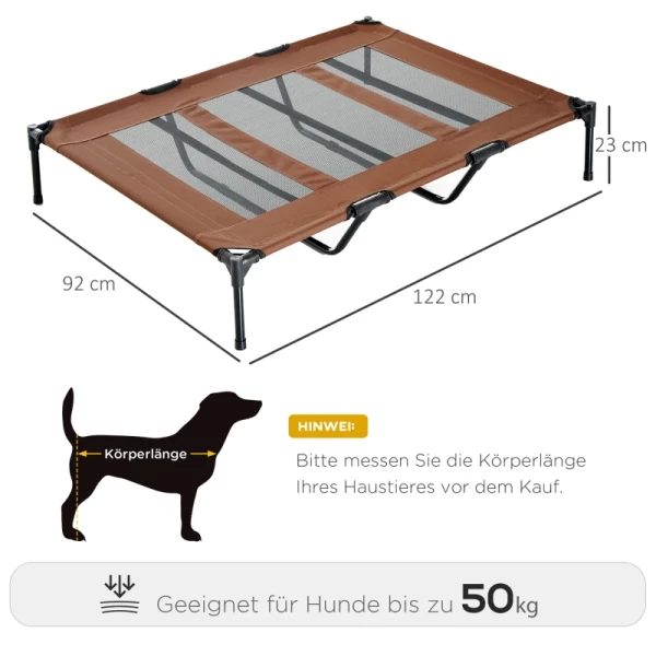  Opvouwbare Hondenmand Outdoor Hondenmand Verhoogde Stand 122cm X 92cm X 23cm Koffie Bruin + Zwart 3