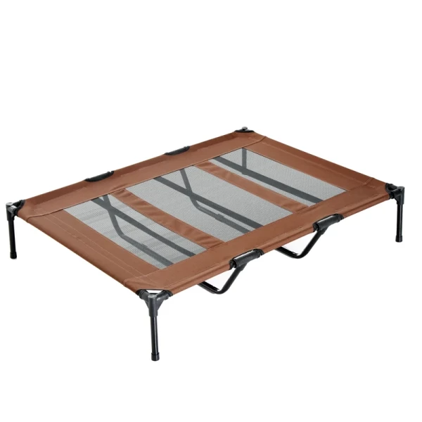 Opvouwbare Hondenmand Outdoor Hondenmand Verhoogde Stand 122cm X 92cm X 23cm Koffie Bruin + Zwart 1