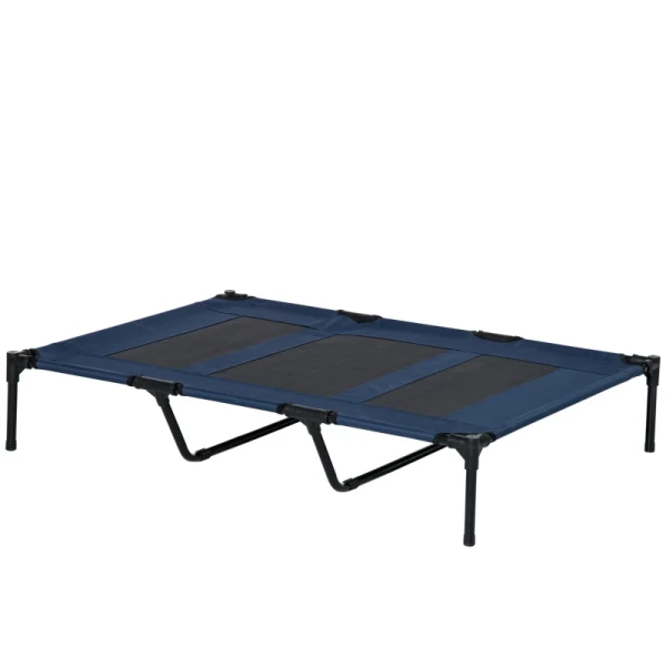  Opvouwbare Hondenmand Outdoor Hondenmand Verhoogde Standaard 122cm X 92cm X 23cm Blauw + Zwart 11