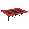  Opvouwbare Hondenmand Outdoor Hondenmand Verhoogde Standaard 122cm X 92cm X 23cm Rood + Zwart 1