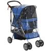  Opvouwbare Huisdierenbuggy Met 1 Mand, 2 Bekerhouders, 75cm X 45cm X 97cm, Blauw 1