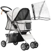  Opvouwbare Huisdierenbuggy Met 1 Mand, 2 Bekerhouders, 75cm X 45cm X 97cm, Grijs 1