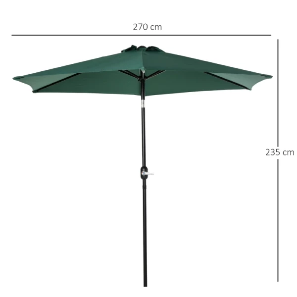  Opvouwbare Paraplu Parasol Tuinparaplu Market Paraplu Met Handslinger Aluminium 180/㎡ Polyester Donkergroen ∅2,7 X 2,35 M 3