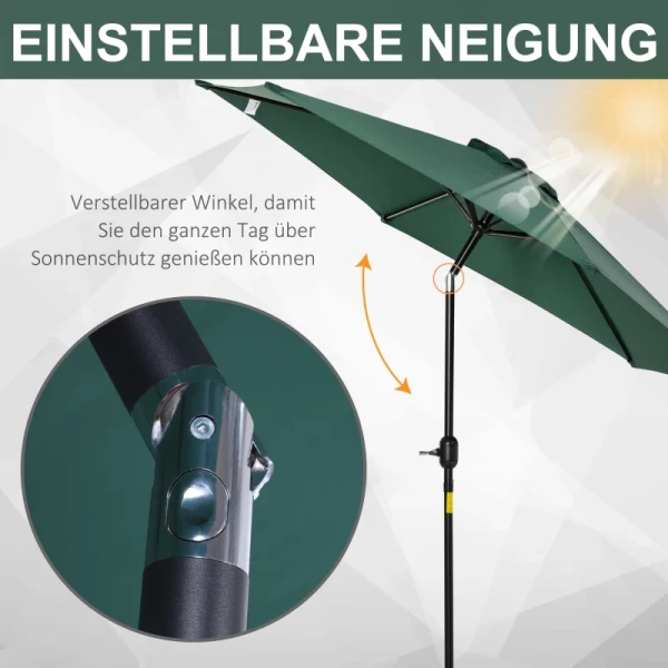  Opvouwbare Paraplu Parasol Tuinparaplu Market Paraplu Met Handslinger Aluminium 180/㎡ Polyester Donkergroen ∅2,7 X 2,35 M 4