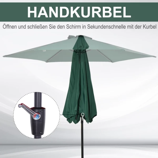  Opvouwbare Paraplu Parasol Tuinparaplu Market Paraplu Met Handslinger Aluminium 180/㎡ Polyester Donkergroen ∅2,7 X 2,35 M 7