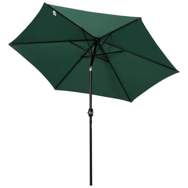 Opvouwbare Paraplu Parasol Tuinparaplu Market Paraplu Met Handslinger Aluminium 180/㎡ Polyester Donkergroen ∅2,7 X 2,35 M 1