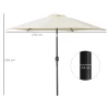  Opvouwbare Paraplu Parasol Tuinparasol Markt Paraplu Met Handslinger Aluminium 180/㎡ Polyester Beige ∅2,7 X 2,35 M 3