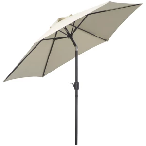  Opvouwbare Paraplu Parasol Tuinparasol Markt Paraplu Met Handslinger Aluminium 180/㎡ Polyester Beige ∅2,7 X 2,35 M 1