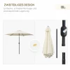  Opvouwbare Paraplu Parasol Tuinparasol Markt Paraplu Met Handslinger Aluminium 180/㎡ Polyester Beige ∅2,7 X 2,35 M 7