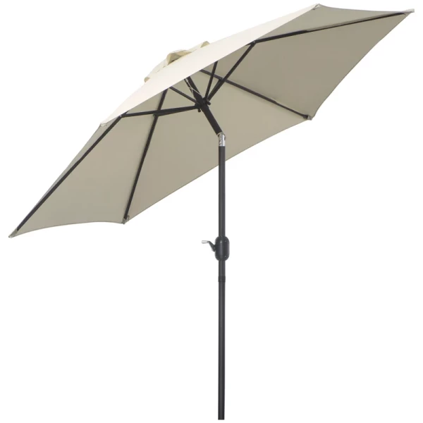 Opvouwbare Paraplu Parasol Tuinparasol Markt Paraplu Met Handslinger Aluminium 180/㎡ Polyester Beige ∅2,7 X 2,35 M 1