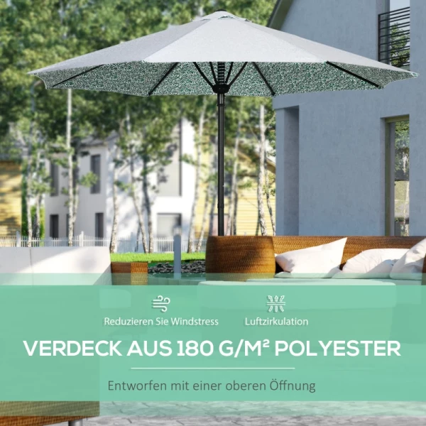  Parasol Gemakkelijk Te Openen En Te Sluiten Windkap Tweedelig Metalen Paal Groen 2,92 X 2,92 X 2,50 M 4