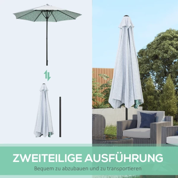  Parasol Gemakkelijk Te Openen En Te Sluiten Windkap Tweedelig Metalen Paal Groen 2,92 X 2,92 X 2,50 M 7