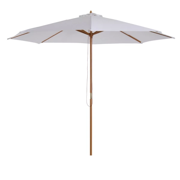 Parasol Hout 300 Cm Houten Parasol Tuinparasol Balkonparasol Bamboe Creme Wit 1