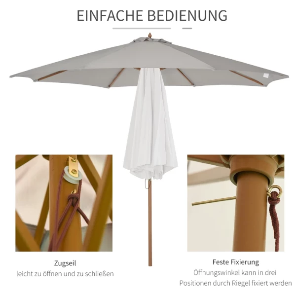  Parasol Hout 300 Cm Houten Parasol Tuinparasol Balkonparasol Bamboe Grijs 5