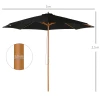  Parasol Hout 300 Cm Houten Parasol Tuinparasol Balkonparasol Bamboe Zwart 3