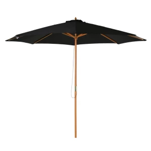  Parasol Hout 300 Cm Houten Parasol Tuinparasol Balkonparasol Bamboe Zwart 1