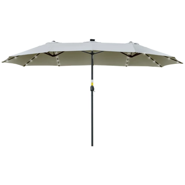  Parasol Met LED Solar 4,5 M Dubbele Parasol Tuinparasol Marktparasol Terrasparasol Ovaal Lichtgrijs + Zwart 11