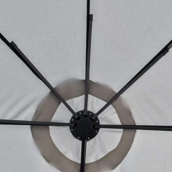  Parasol Met LED Solar 4,5 M Dubbele Parasol Tuinparasol Marktparasol Terrasparasol Ovaal Lichtgrijs + Zwart 8