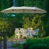  Parasol Met LED Solar 4,5 M Dubbele Parasol Tuinparasol Marktparasol Terrasparasol Ovaal Lichtgrijs + Zwart 10