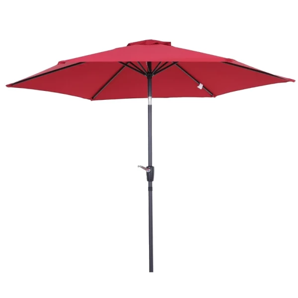 Parasol Met Zwengel- En Kantelfunctie, Metaal+polyester, Rood, Ø2,7 X 2,35 M 1