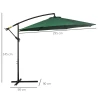  Parasol Met Zwengel Weerbestendig 3 M X 3 M X 2,5 M XXL Groen 3