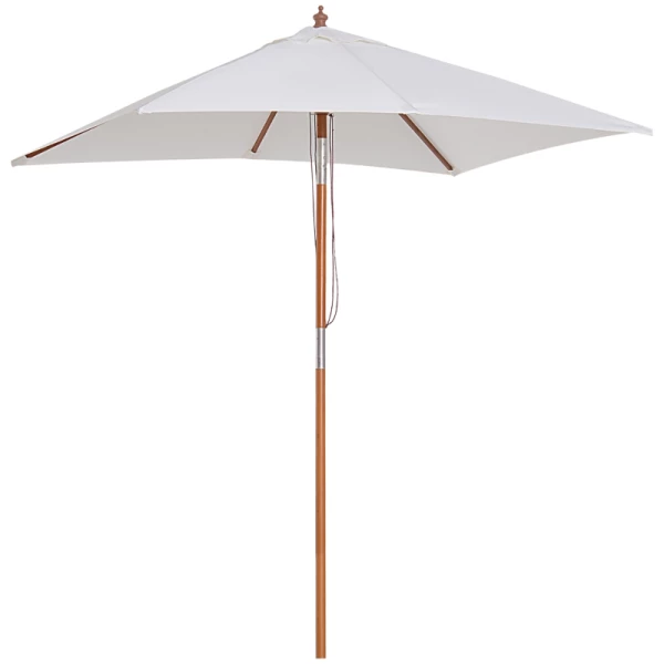  Parasol, Opvouwbare Tuinparasol, Strandparasol, 3-traps Verstelbaar, Dennenhout + Polyester, Crèmewit, 200 X 150 X 230 Cm 11