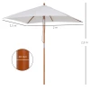  Parasol, Opvouwbare Tuinparasol, Strandparasol, 3-traps Verstelbaar, Dennenhout + Polyester, Crèmewit, 200 X 150 X 230 Cm 3