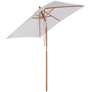  Parasol, Opvouwbare Tuinparasol, Strandparasol, 3-traps Verstelbaar, Dennenhout + Polyester, Crèmewit, 200 X 150 X 230 Cm 1