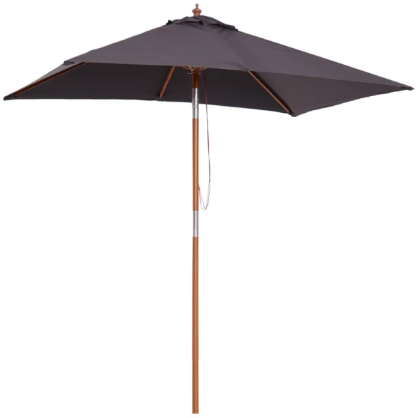  Parasol, Opvouwbare Tuinparasol, Strandparasol, 3-traps Verstelbaar, Dennenhout + Polyester, Donkergrijs, 200 X 150 X 230 Cm 11