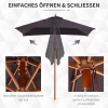  Parasol, Opvouwbare Tuinparasol, Strandparasol, 3-traps Verstelbaar, Dennenhout + Polyester, Donkergrijs, 200 X 150 X 230 Cm 6