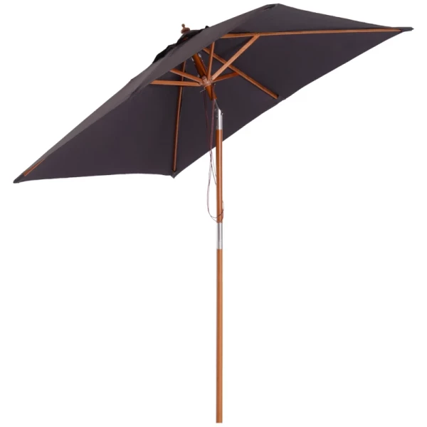 Parasol, Opvouwbare Tuinparasol, Strandparasol, 3-traps Verstelbaar, Dennenhout + Polyester, Donkergrijs, 200 X 150 X 230 Cm 1