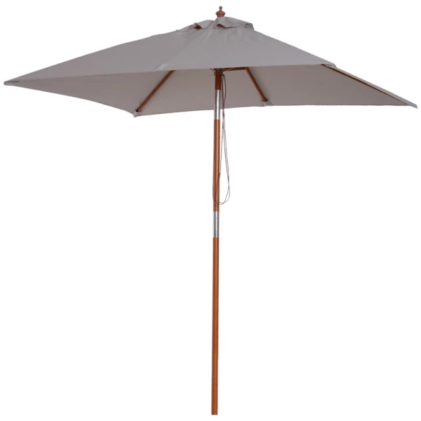  Parasol, Opvouwbare Tuinparasol, Strandparasol, 3-traps Verstelbaar, Dennenhout + Polyester Grijs 200 X 150 X 230 Cm 11