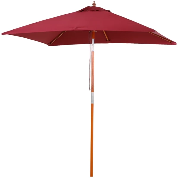  Parasol, Opvouwbare Tuinparasol, Strandparasol, 3-traps Verstelbaar, Dennenhout + Polyester, Wijnrood, 200 X 150 X 230 Cm 11