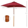  Parasol, Opvouwbare Tuinparasol, Strandparasol, 3-traps Verstelbaar, Dennenhout + Polyester, Wijnrood, 200 X 150 X 230 Cm 3