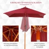  Parasol, Opvouwbare Tuinparasol, Strandparasol, 3-traps Verstelbaar, Dennenhout + Polyester, Wijnrood, 200 X 150 X 230 Cm 5