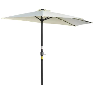  Parasol Parasol Half Rond Met Zonnepaneel 20 Leds Handslinger Beige 2,70 X 1,35 X 2,40 M 1