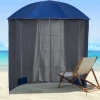  Parasol Strandparaplu Zonwering Met Zijwand Strand Polyester Blauw 2,2 X H2,2m 8