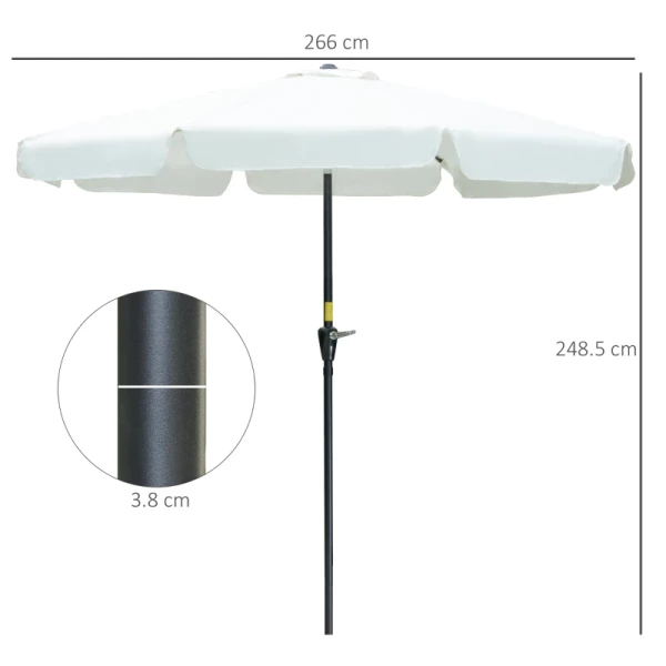  Parasol Terrasparaplu Marktparaplu Ø2,66 M UV-bescherming 50+ Tuinparasol 8 Baleinen Verstelbaar Beige 3